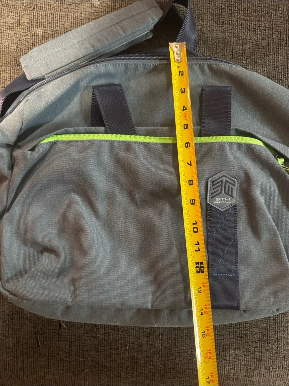 Slate Gray Messenger Bag with Lime Trim